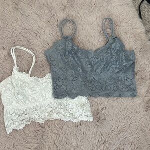 Stylish Lace Bralette Duo in Gray and White